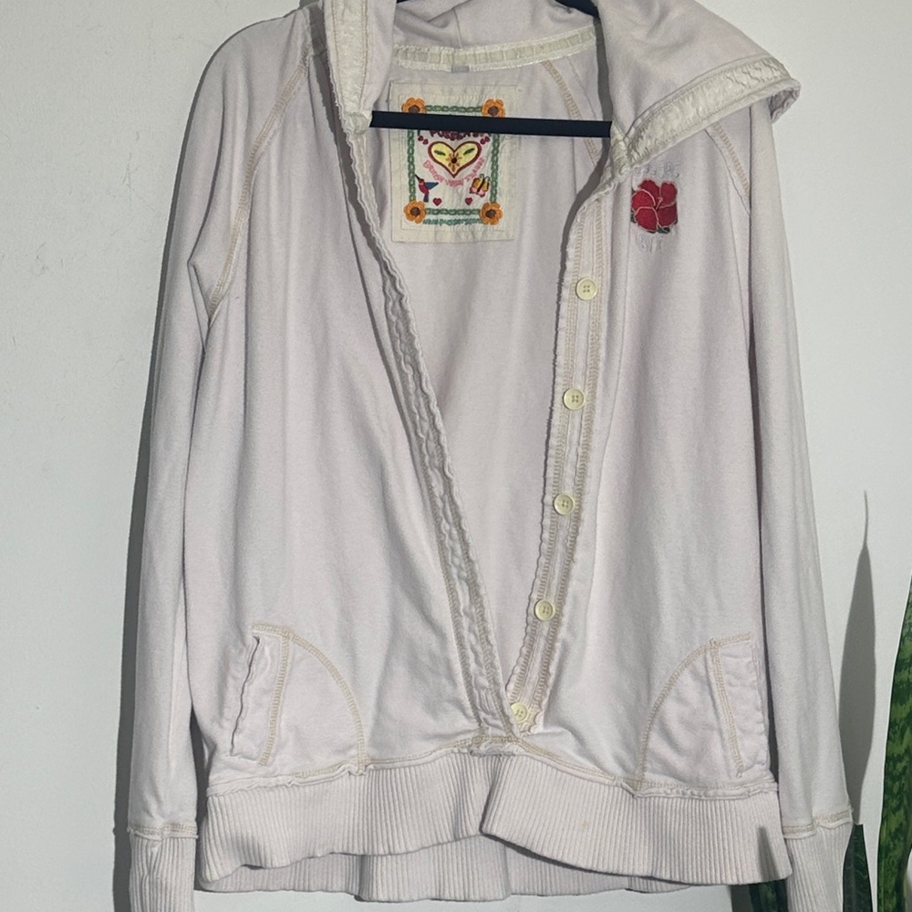 Women's Cream Casual Hoodie Jacket
